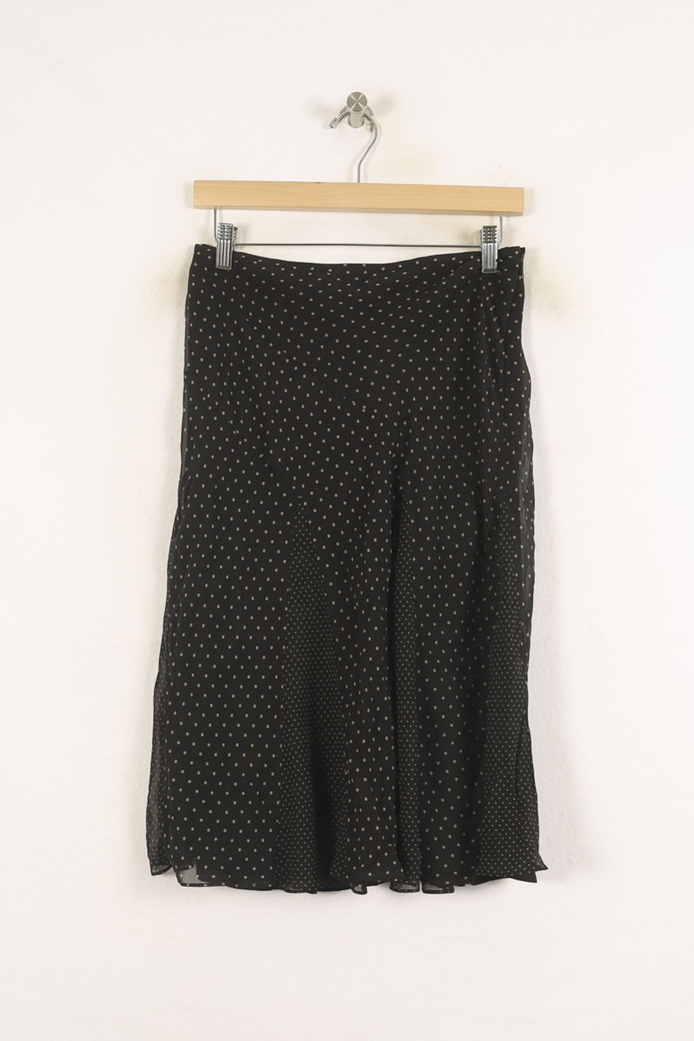 Jupe Longue Noire à Pois Beiges - Taille M/38