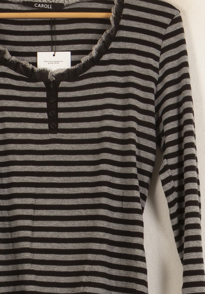 Tee-shirt Rayé Noir et Gris - Taille XXXL/46