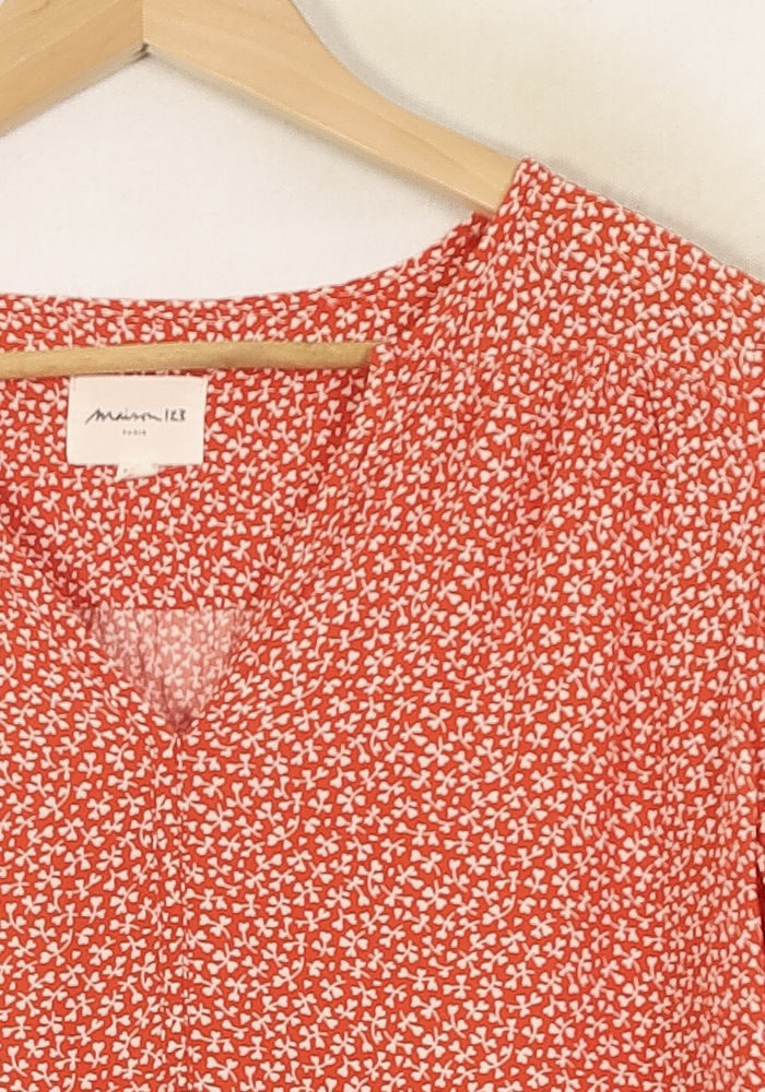 Blouse Orange et Blanche - Taille S/36