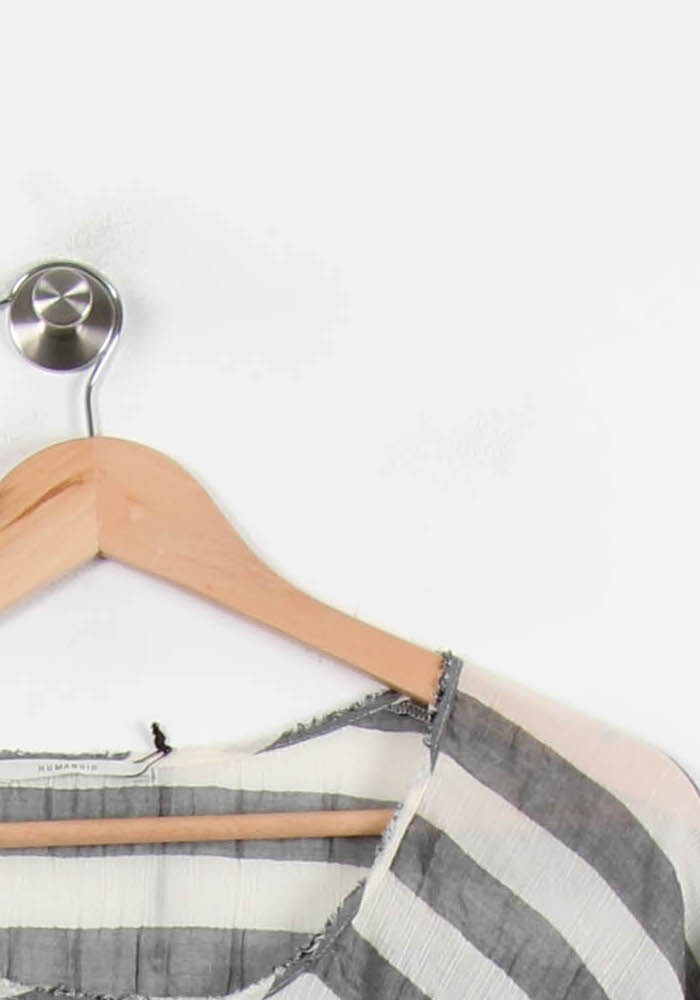 Blouse Rayée Grise et Blanche - Taille TU
