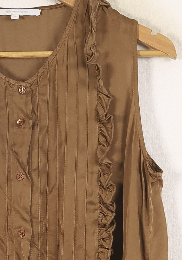 Blouse Sans Manches Marron - Taille XL/42