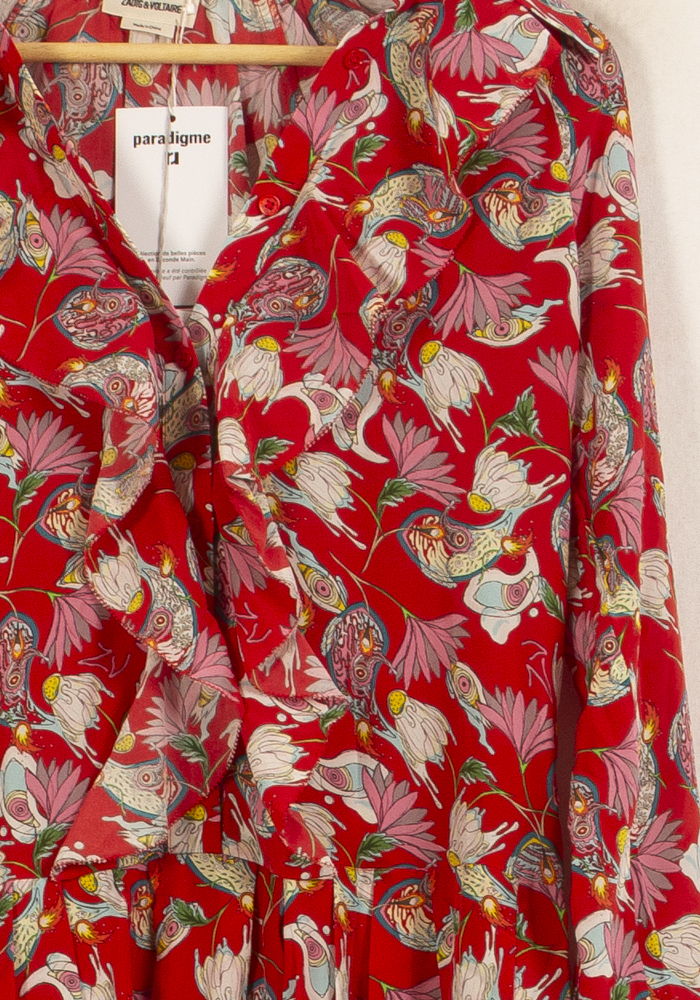 Robe Portefeuille Rouge et Rose - Taille XS/34