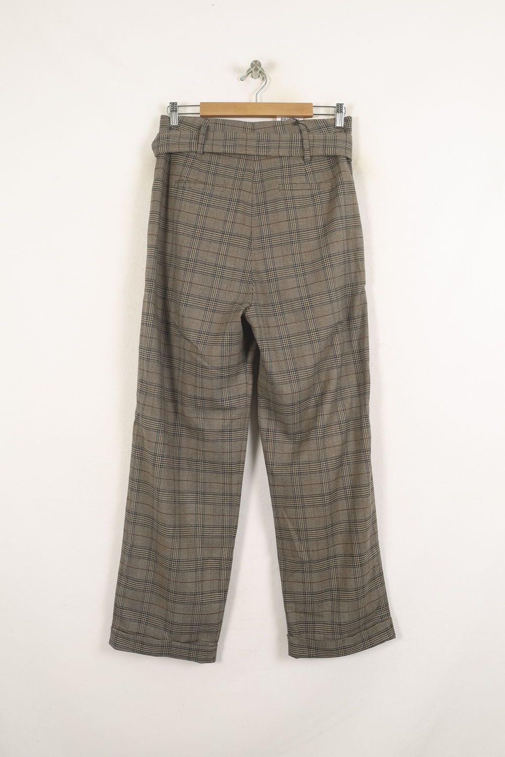 Pantalon Large Beige à Carreaux - Taille L/40