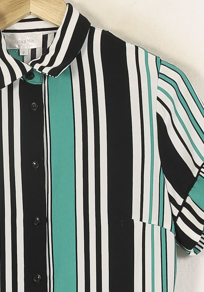 Robe Chemise Noire et Verte - Taille M/38