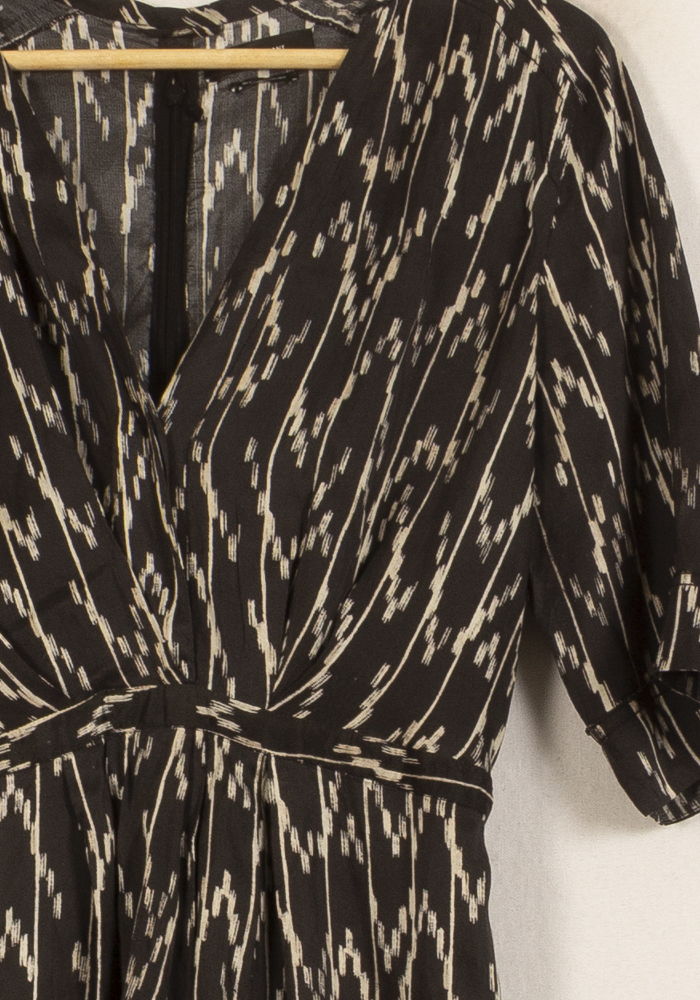 Robe Imprimée Noire et Beige - Taille XS/34