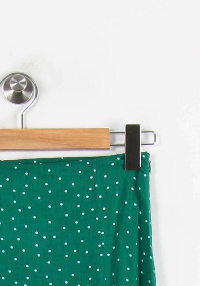 Jupe Midi Verte à Pois Blancs - Taille M/38