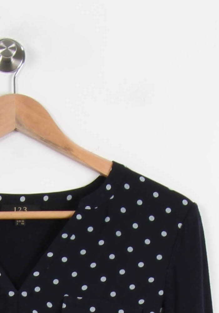 Blouse Bleu à Pois Blancs - Taille M/38