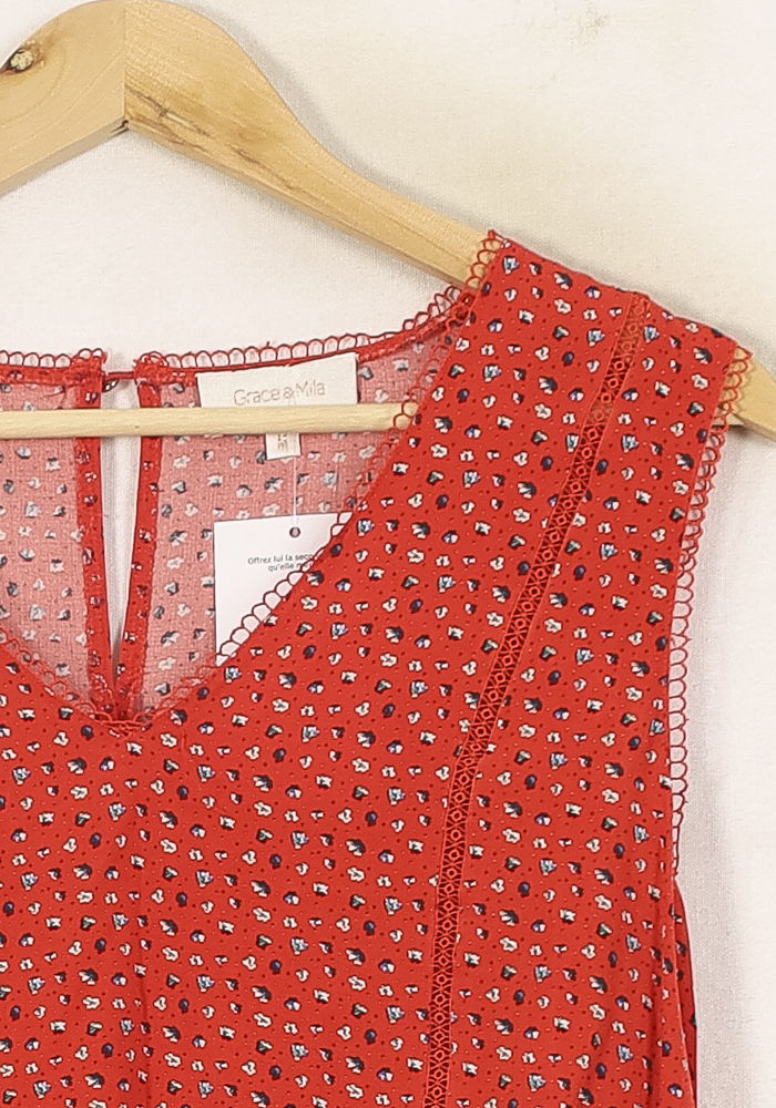 Top Sans Manches Rouge - Taille M/38