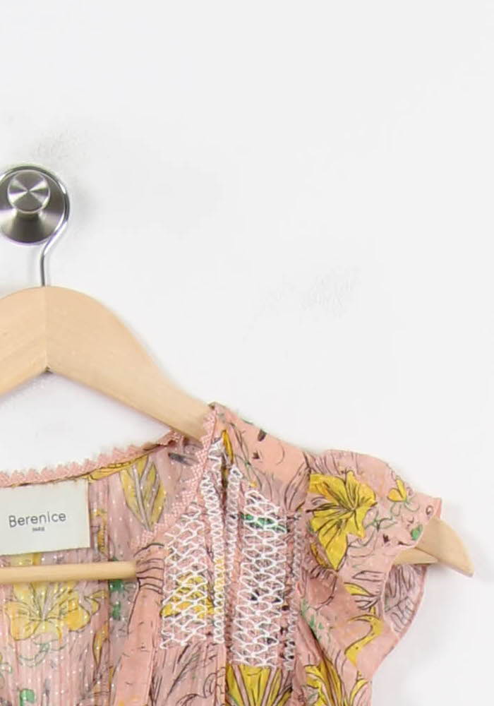 Robe Volantée Rose et Jaune - Taille M/38