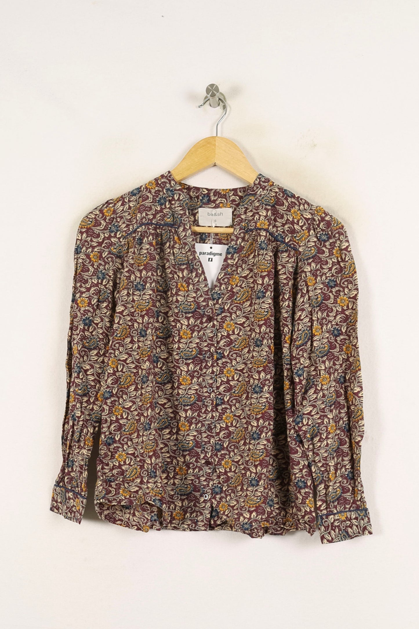 Blouse Imprimée Bordeaux et Jaune - Taille XS/34