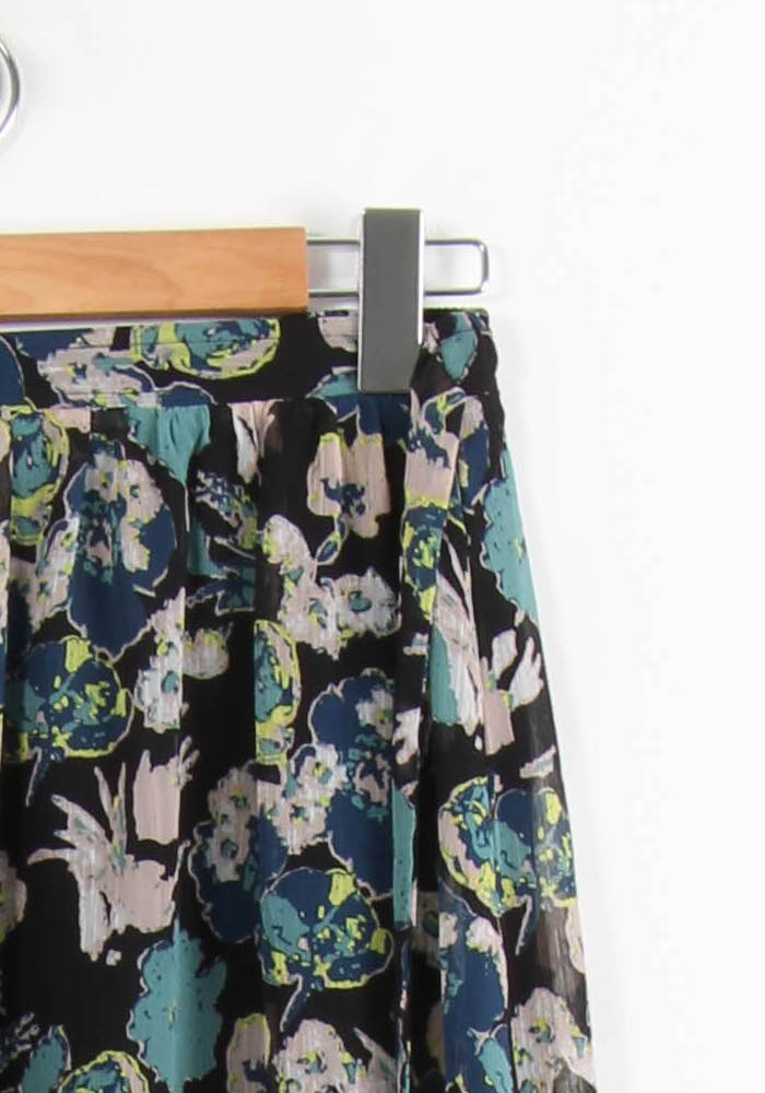 Jupe Longue Fleurie Bleue et Noire - Taille S/36